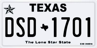 TX license plate DSD1701