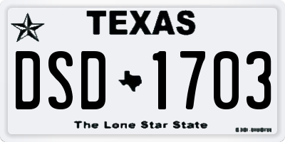 TX license plate DSD1703