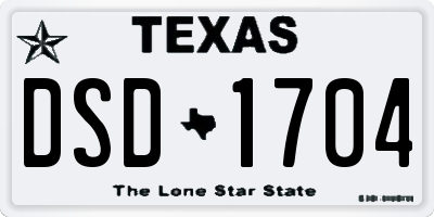 TX license plate DSD1704