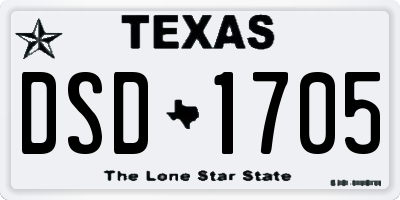TX license plate DSD1705