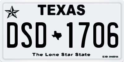 TX license plate DSD1706
