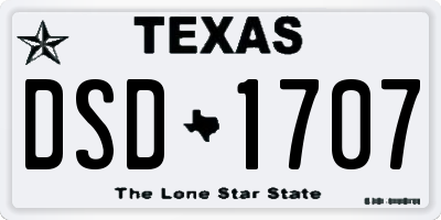TX license plate DSD1707