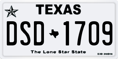 TX license plate DSD1709
