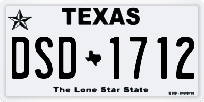TX license plate DSD1712