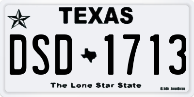 TX license plate DSD1713