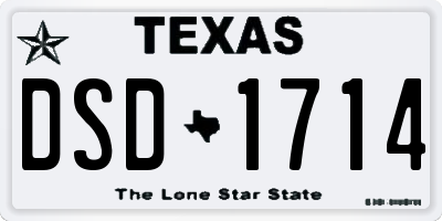 TX license plate DSD1714