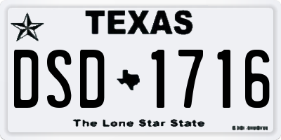 TX license plate DSD1716