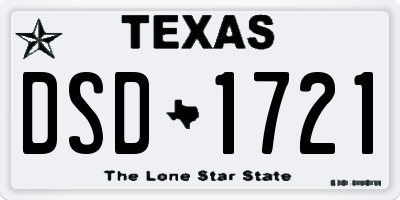 TX license plate DSD1721