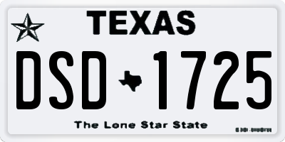 TX license plate DSD1725