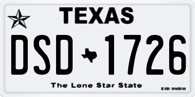 TX license plate DSD1726