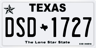 TX license plate DSD1727
