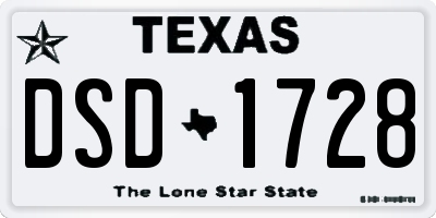 TX license plate DSD1728