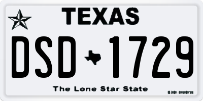 TX license plate DSD1729