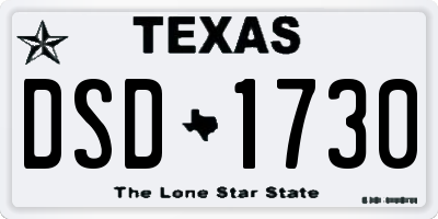 TX license plate DSD1730
