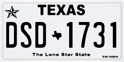 TX license plate DSD1731