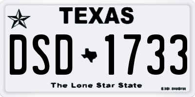 TX license plate DSD1733