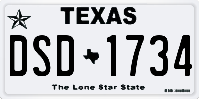 TX license plate DSD1734