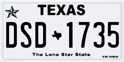 TX license plate DSD1735