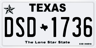 TX license plate DSD1736