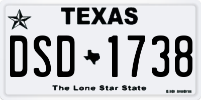 TX license plate DSD1738