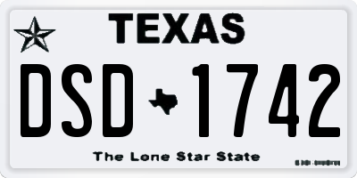 TX license plate DSD1742