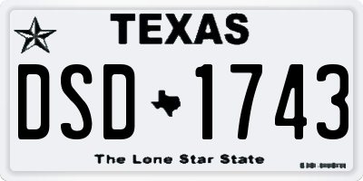 TX license plate DSD1743