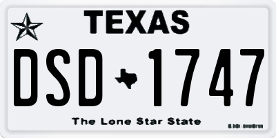 TX license plate DSD1747