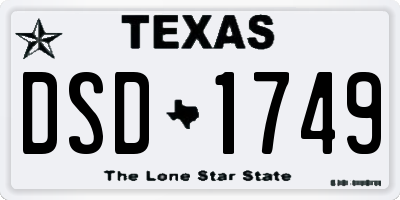 TX license plate DSD1749