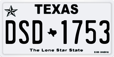 TX license plate DSD1753