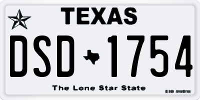 TX license plate DSD1754