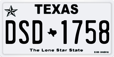 TX license plate DSD1758