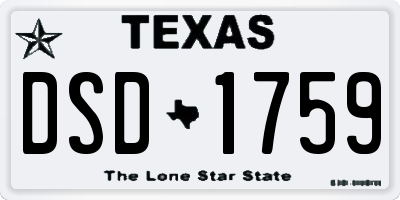 TX license plate DSD1759