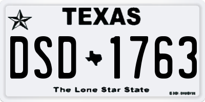 TX license plate DSD1763
