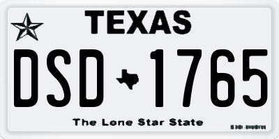 TX license plate DSD1765