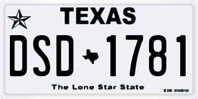 TX license plate DSD1781