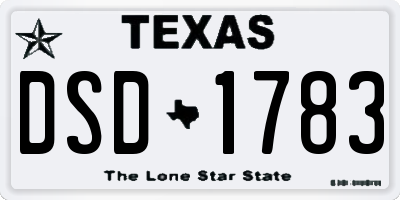 TX license plate DSD1783