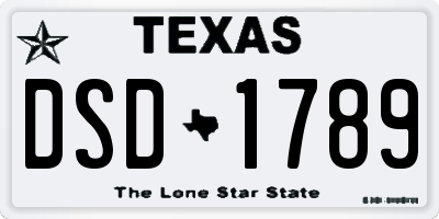 TX license plate DSD1789