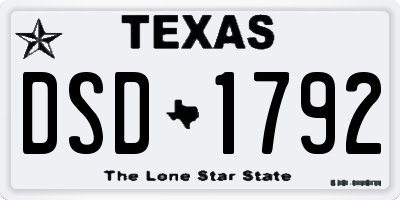 TX license plate DSD1792