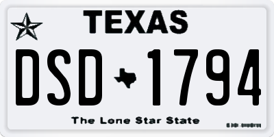 TX license plate DSD1794