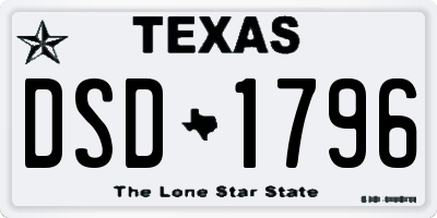 TX license plate DSD1796