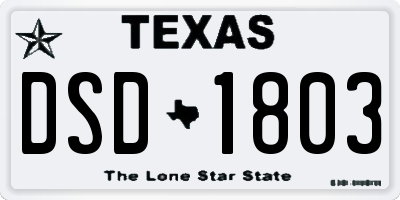TX license plate DSD1803