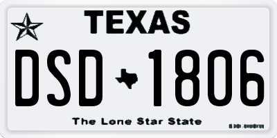 TX license plate DSD1806