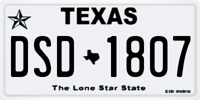 TX license plate DSD1807