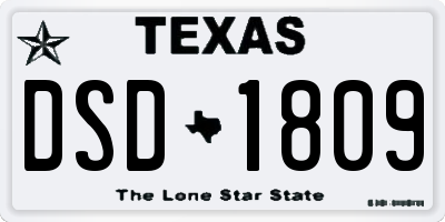 TX license plate DSD1809