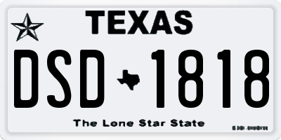 TX license plate DSD1818