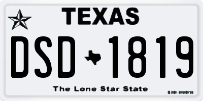 TX license plate DSD1819