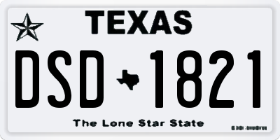 TX license plate DSD1821