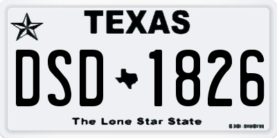 TX license plate DSD1826
