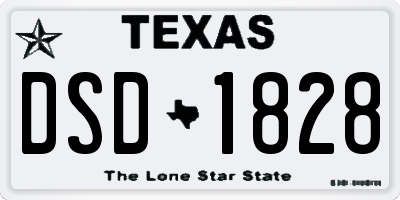 TX license plate DSD1828