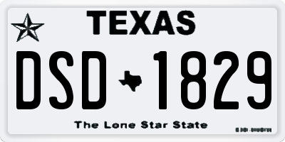 TX license plate DSD1829